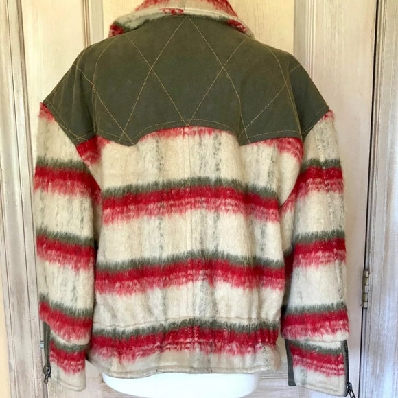 Free People Moto Jacket Fuzzy Stripe Oversize Mont - Picture 3 of 9